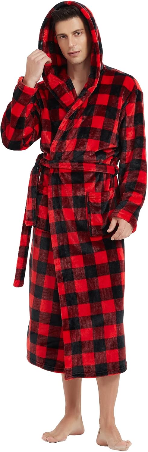 Miesten Kylpytakki Pitkä Fleece-muotoilu Käytännöllisillä Taskuilla 7