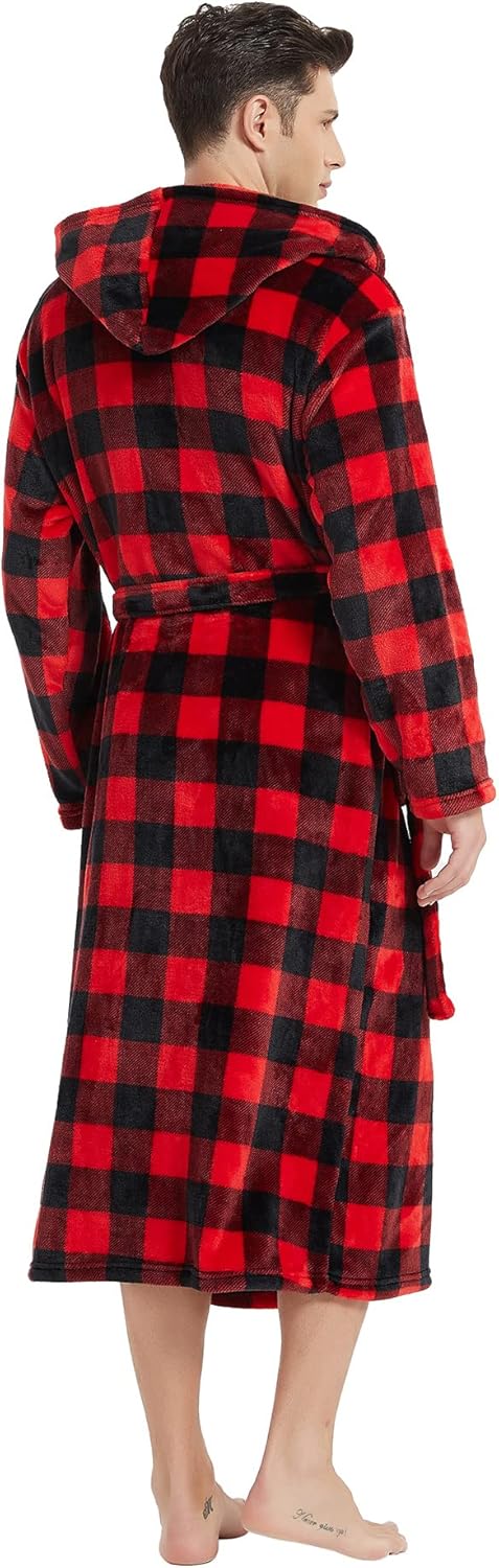 Miesten Kylpytakki Pitkä Fleece-muotoilu Käytännöllisillä Taskuilla 8