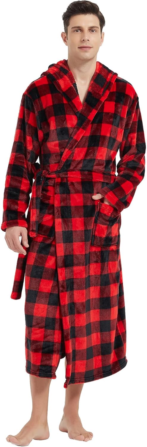 Miesten Kylpytakki Pitkä Fleece-muotoilu Käytännöllisillä Taskuilla 9