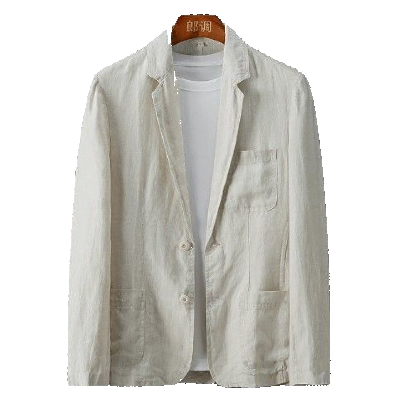 Miesten Liituraitablazer Slim Fit Pellava 0