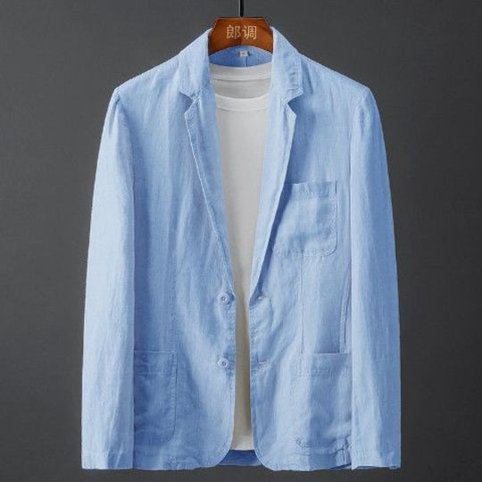 Miesten Liituraitablazer Slim Fit Pellava 3