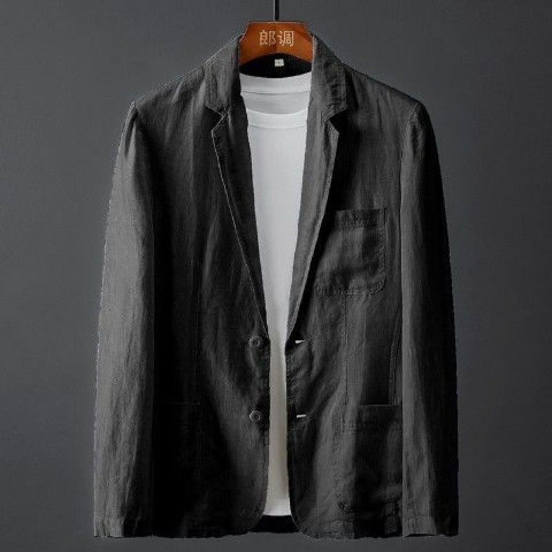 Miesten Liituraitablazer Slim Fit Pellava 4