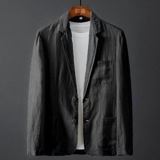 Miesten Liituraitablazer Slim Fit Pellava 4