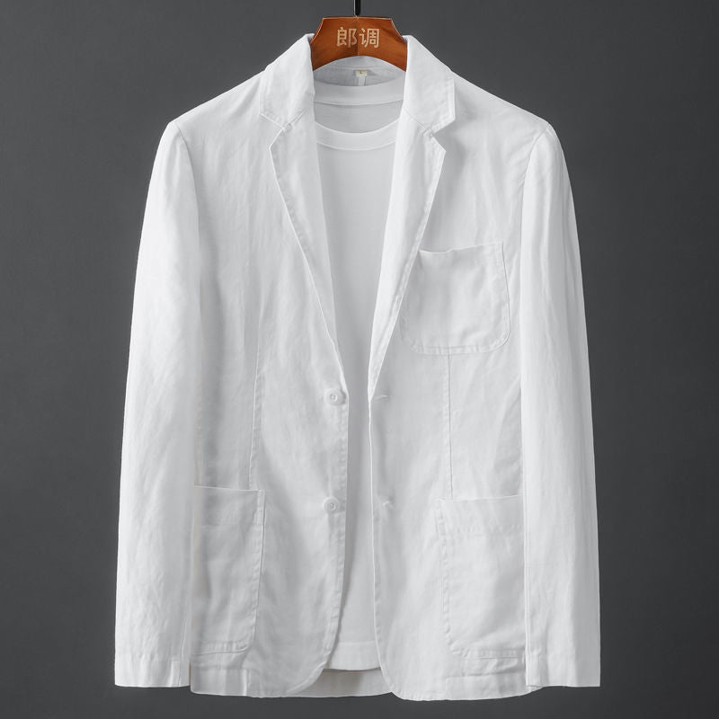 Miesten Liituraitablazer Slim Fit Pellava 5
