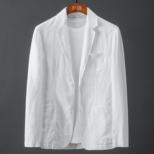 Miesten Liituraitablazer Slim Fit Pellava 5