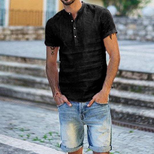 Miesten Linoblouse Tyylikäs ja Rentouttava 3