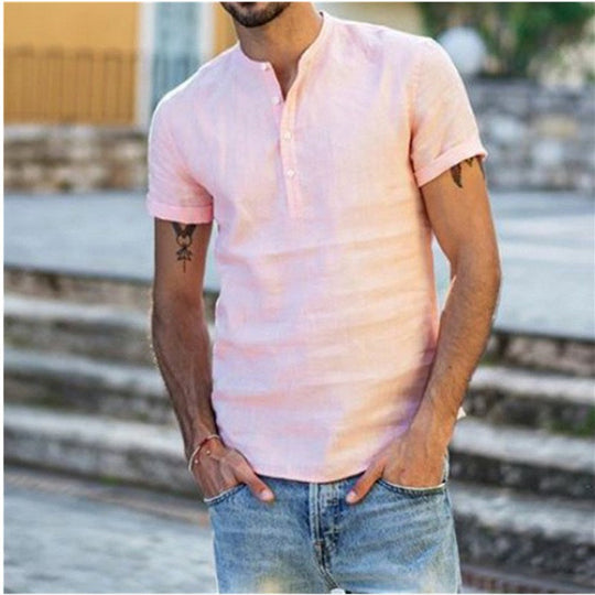 Miesten Linoblouse Tyylikäs ja Rentouttava 5
