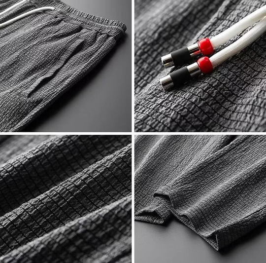 Miesten Loungewear Setti V-kaula-aukko Puuvilla Pellava Sekoitus 3