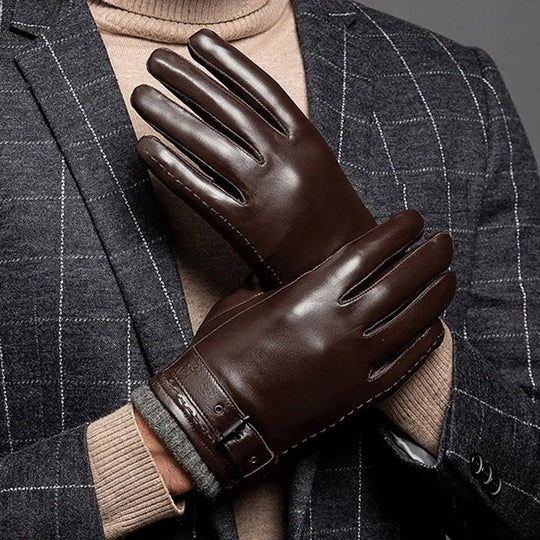 Miesten Nahkakäsineet Lampaan Nahkaa Cashmere Vuorilla 1