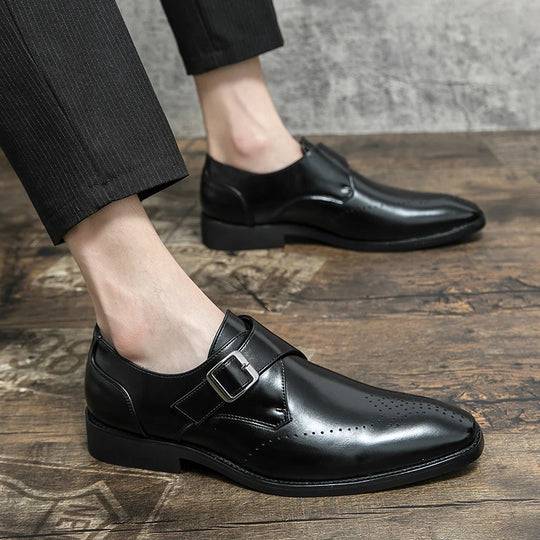Miesten Nahkakengät Loafer Matala Korko 2