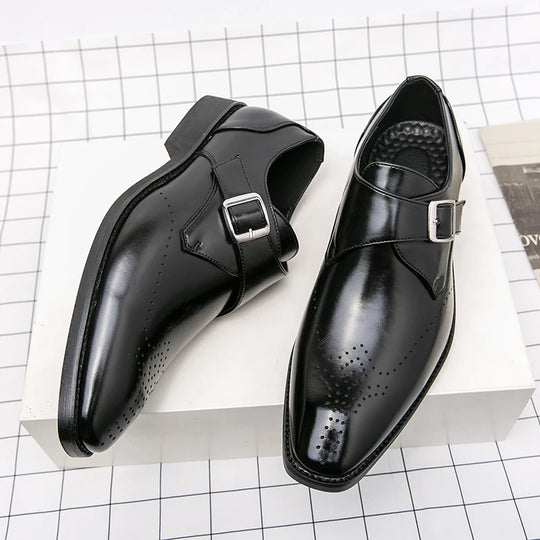Miesten Nahkakengät Loafer Matala Korko 6