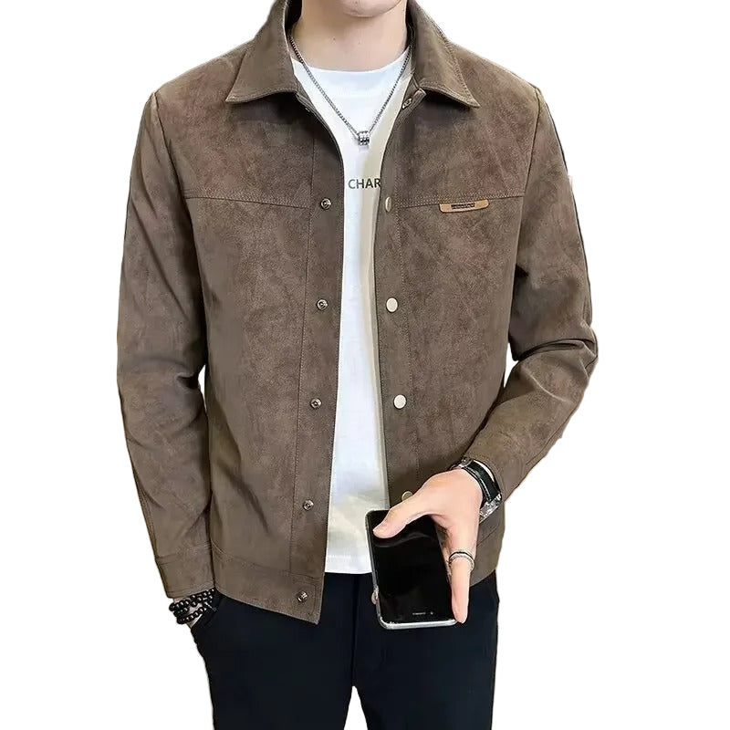 Miesten Nahkatakki Vetoketjulla Moderni Muotoilu 0