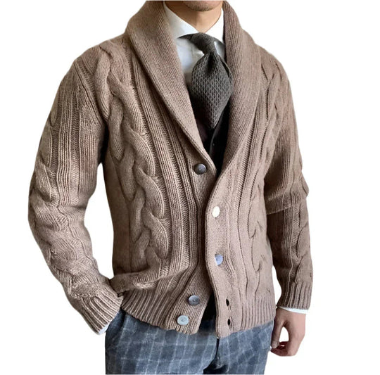 Miesten Neulecardigan Merinovillasta Istuva Malli 6