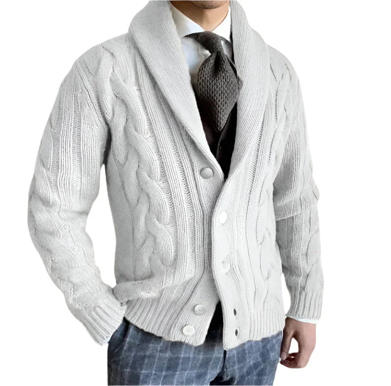 Miesten Neulecardigan Merinovillasta Istuva Malli 8