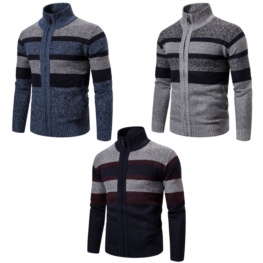 Miesten Neulecardigan Raidallinen Slim Fit Neule 8