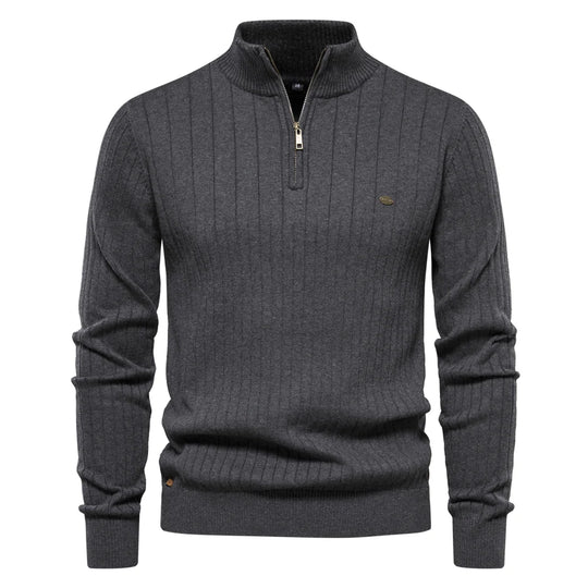 Miesten Neulepusero Vetoketjulla Puuvilla Stand Collar 10