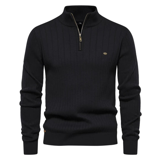 Miesten Neulepusero Vetoketjulla Puuvilla Stand Collar 9