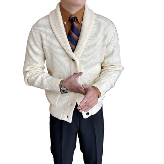 Miesten Neuletakki Huivikauluksella Tyylikäs ja Monipuolinen 0