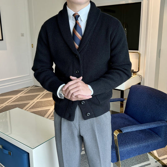 Miesten Neuletakki Huivikauluksella Tyylikäs ja Monipuolinen 1