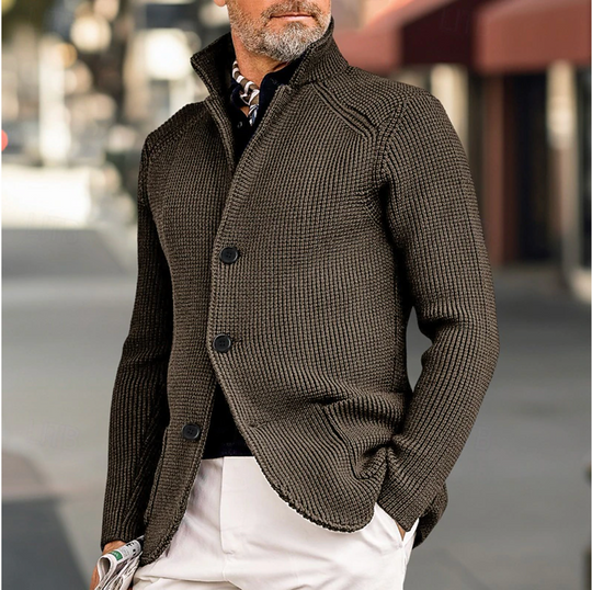 Miesten Neuletakki Korkea Kaulus Moderni Tyylikäs 4