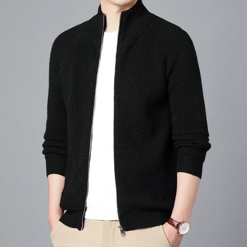 Miesten Neuletakki Vetoketjulla Rento Tyyli Pystyraidat 1