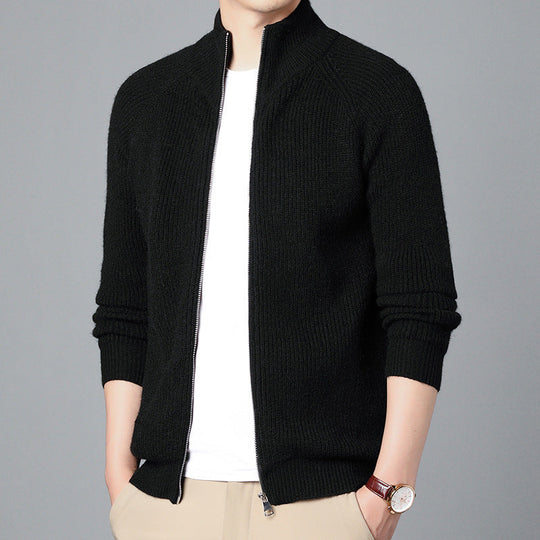 Miesten Neuletakki Vetoketjulla Rento Tyyli Pystyraidat 1