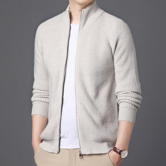 Miesten Neuletakki Vetoketjulla Rento Tyyli Pystyraidat 3