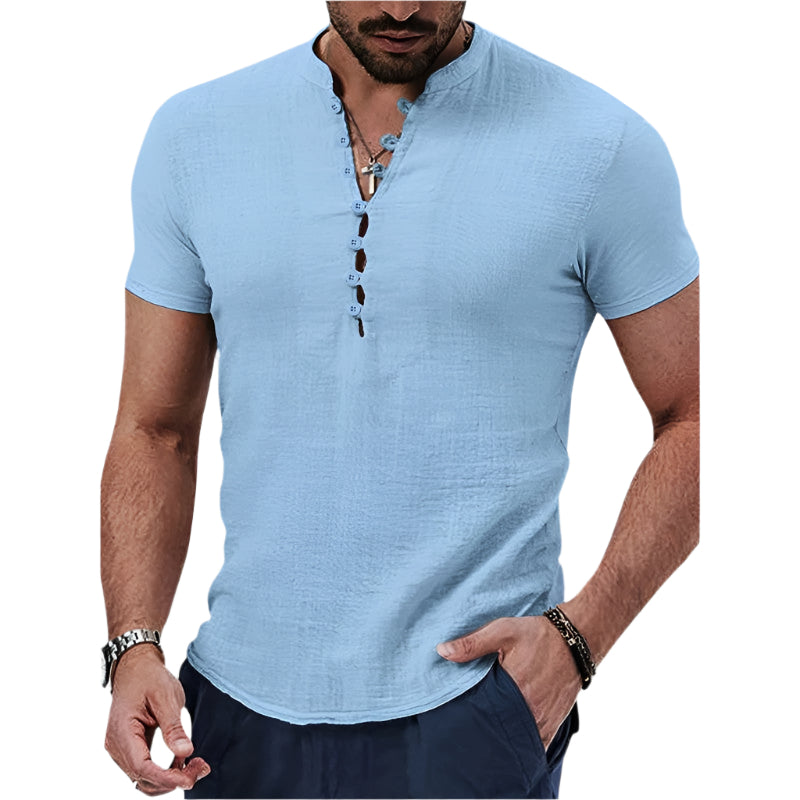 Miesten Pellavapaita Vintage Tyylinen Kesä Shirt Puuvilla 0