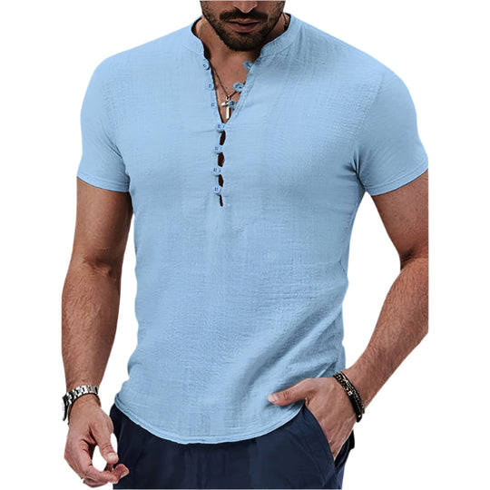 Miesten Pellavapaita Vintage Tyylinen Kesä Shirt Puuvilla 0