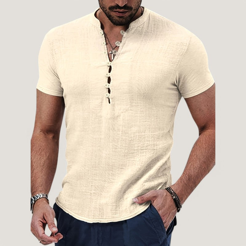 Miesten Pellavapaita Vintage Tyylinen Kesä Shirt Puuvilla 2