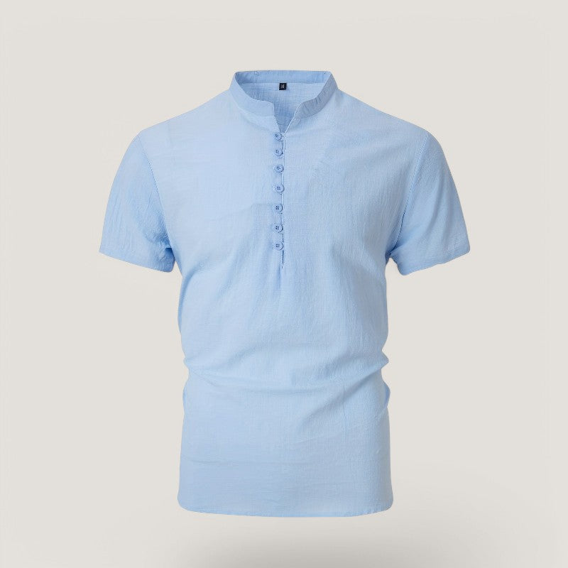 Miesten Pellavapaita Vintage Tyylinen Kesä Shirt Puuvilla 6