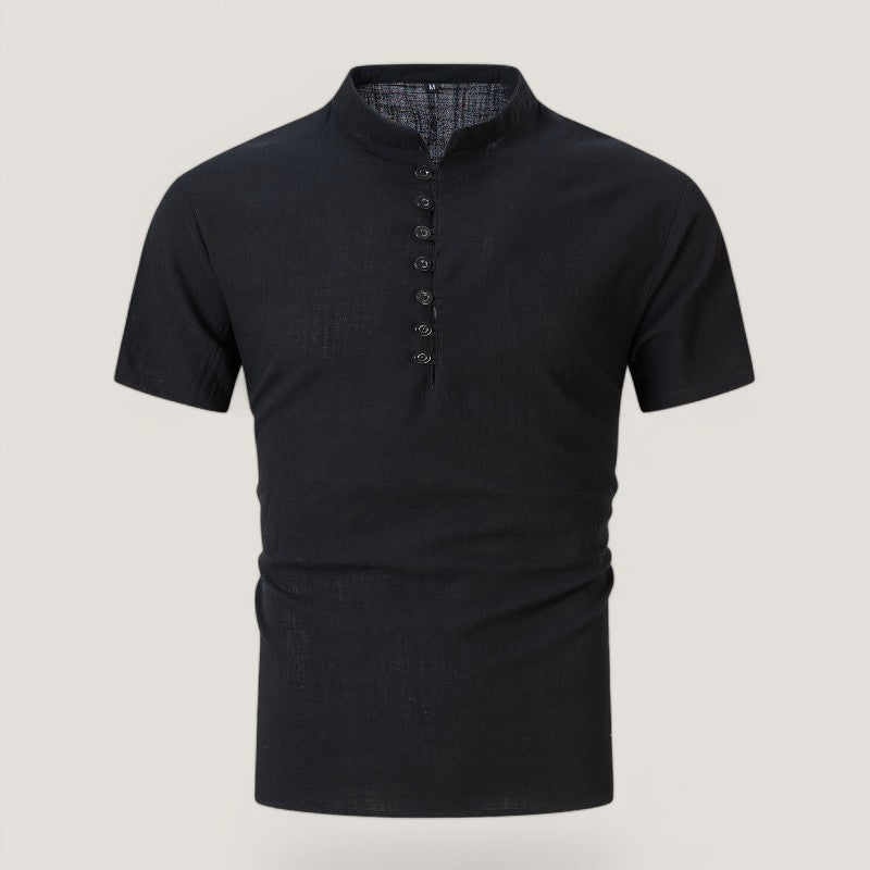 Miesten Pellavapaita Vintage Tyylinen Kesä Shirt Puuvilla 7