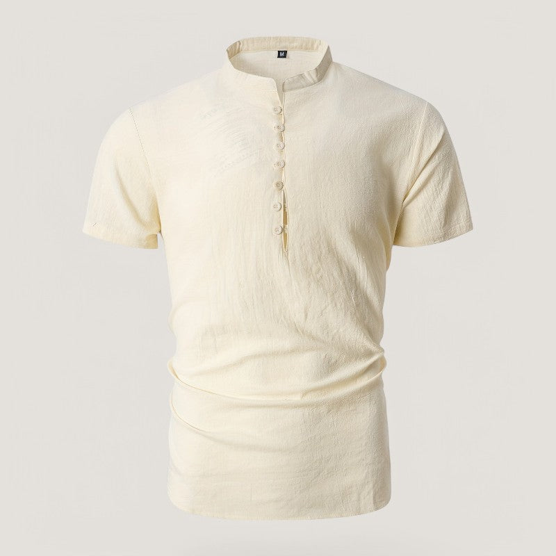 Miesten Pellavapaita Vintage Tyylinen Kesä Shirt Puuvilla 8