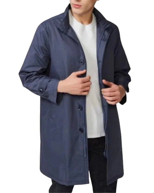 Miesten Pitkä Päällystakki Minimalistisella Tyylillä 0