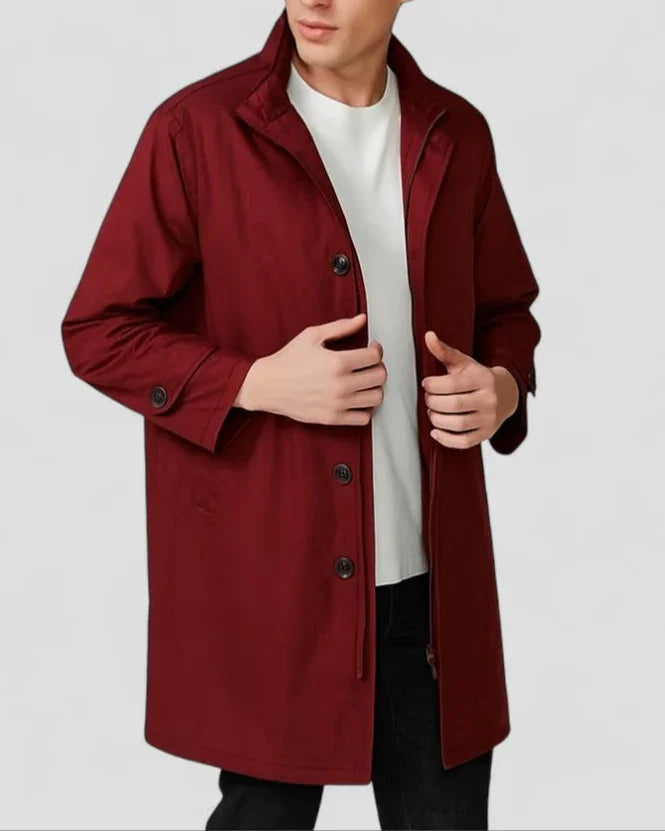 Miesten Pitkä Päällystakki Minimalistisella Tyylillä 1