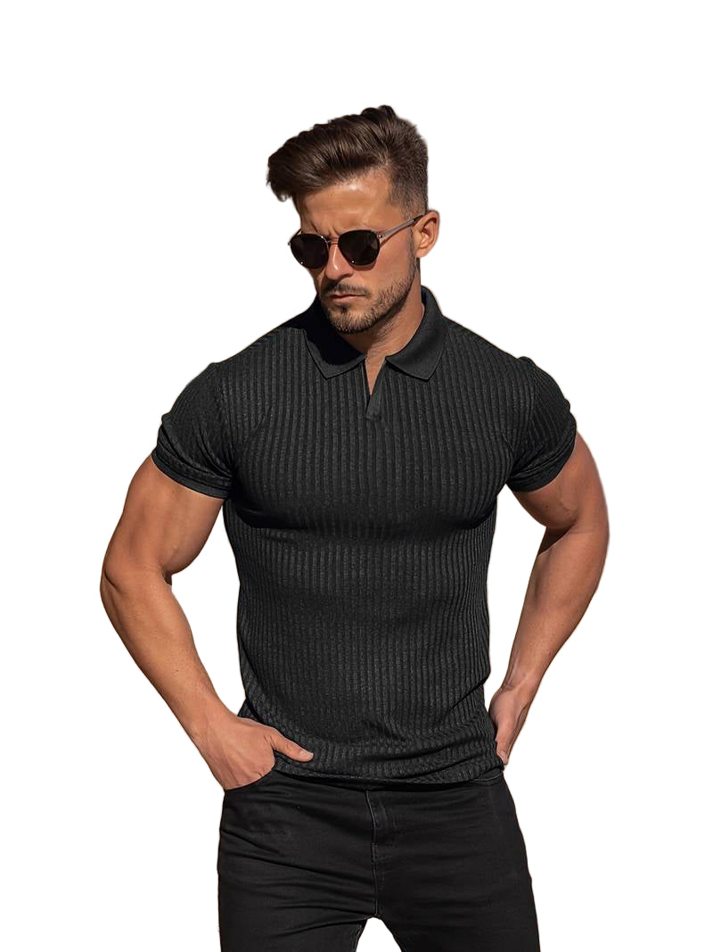 Miesten Polo-paita Lyhythihainen Ribbed Pehmeä Neule 0