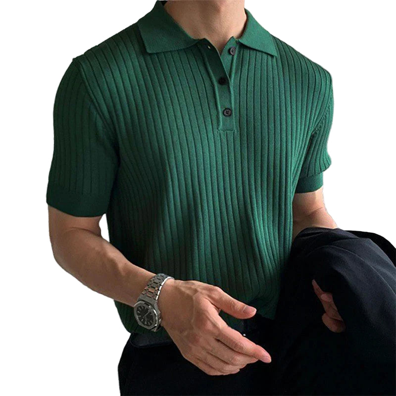 Miesten Polo Paita Slim Fit Ribbed Neulos 0