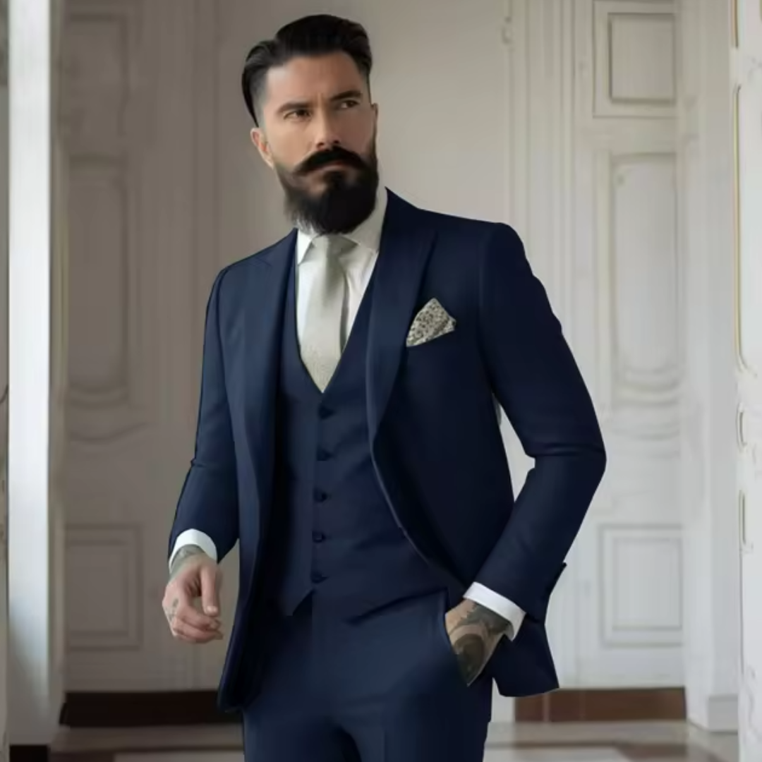 Miesten Puku Kolmiosainen Slim Fit Villa Seos 2