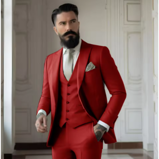 Miesten Puku Kolmiosainen Slim Fit Villa Seos 3