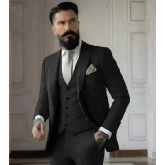 Miesten Puku Kolmiosainen Slim Fit Villa Seos 6