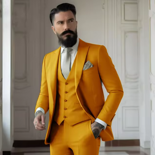 Miesten Puku Kolmiosainen Slim Fit Villa Seos 7