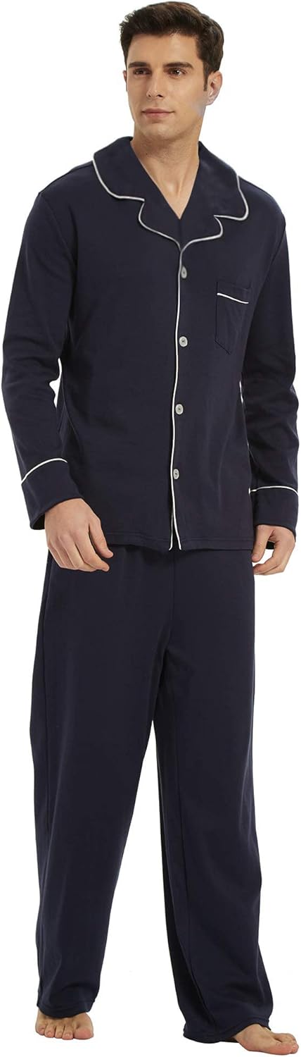 Miesten Puuvillapyjama Kaksiosainen Mukava 1