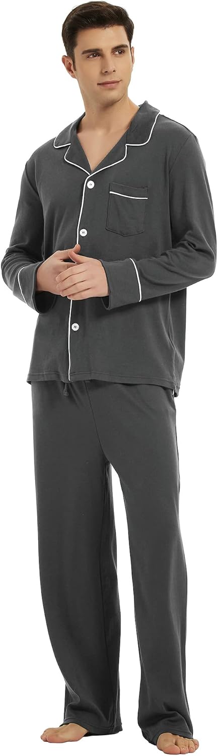 Miesten Puuvillapyjama Kaksiosainen Mukava 7
