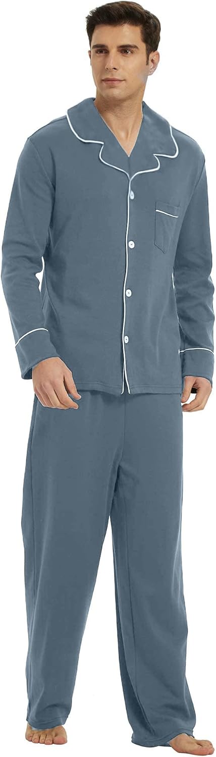Miesten Puuvillapyjama Kaksiosainen Mukava 9