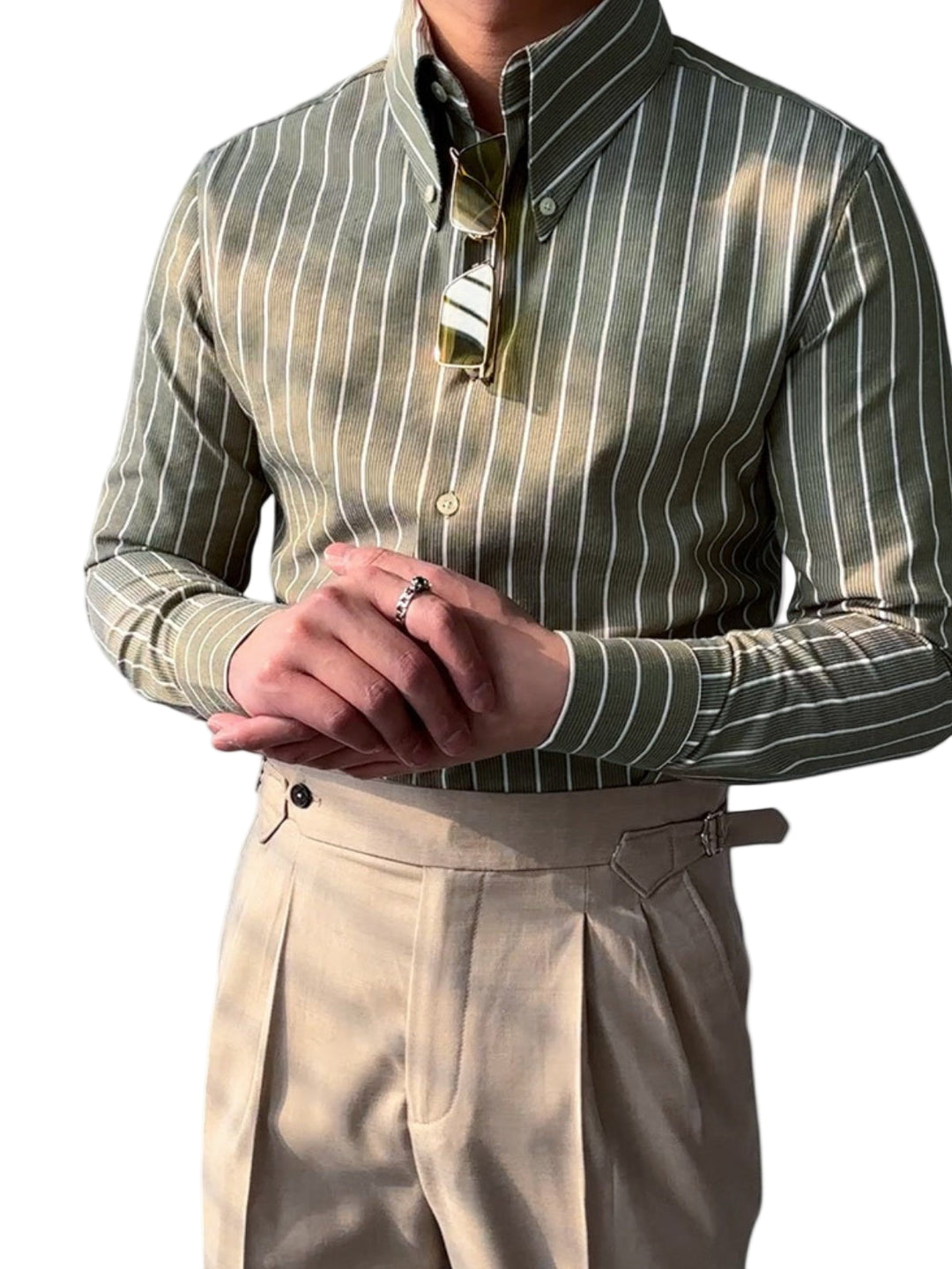 Miesten Raidallinen Paita Ohut Istuvuus 0