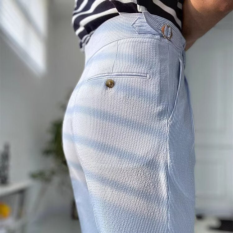 Miesten Suorat Housut Korkea Vyötärö Pleat-ed Etu 4