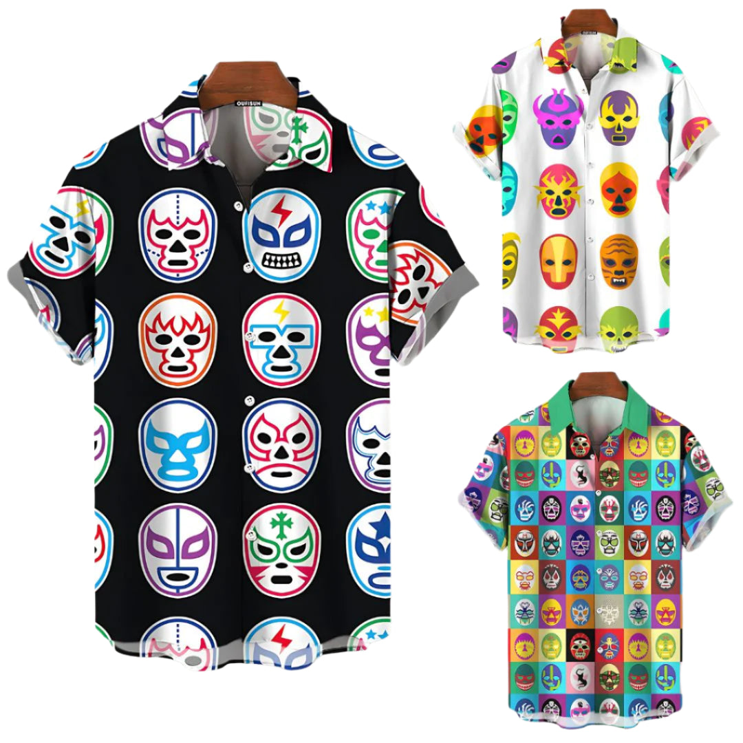 Miesten T-paidat Luchador Print Kevyt Hengittävä Kangas 0