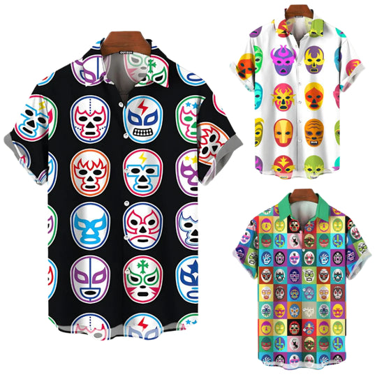 Miesten T-paidat Luchador Print Kevyt Hengittävä Kangas 0