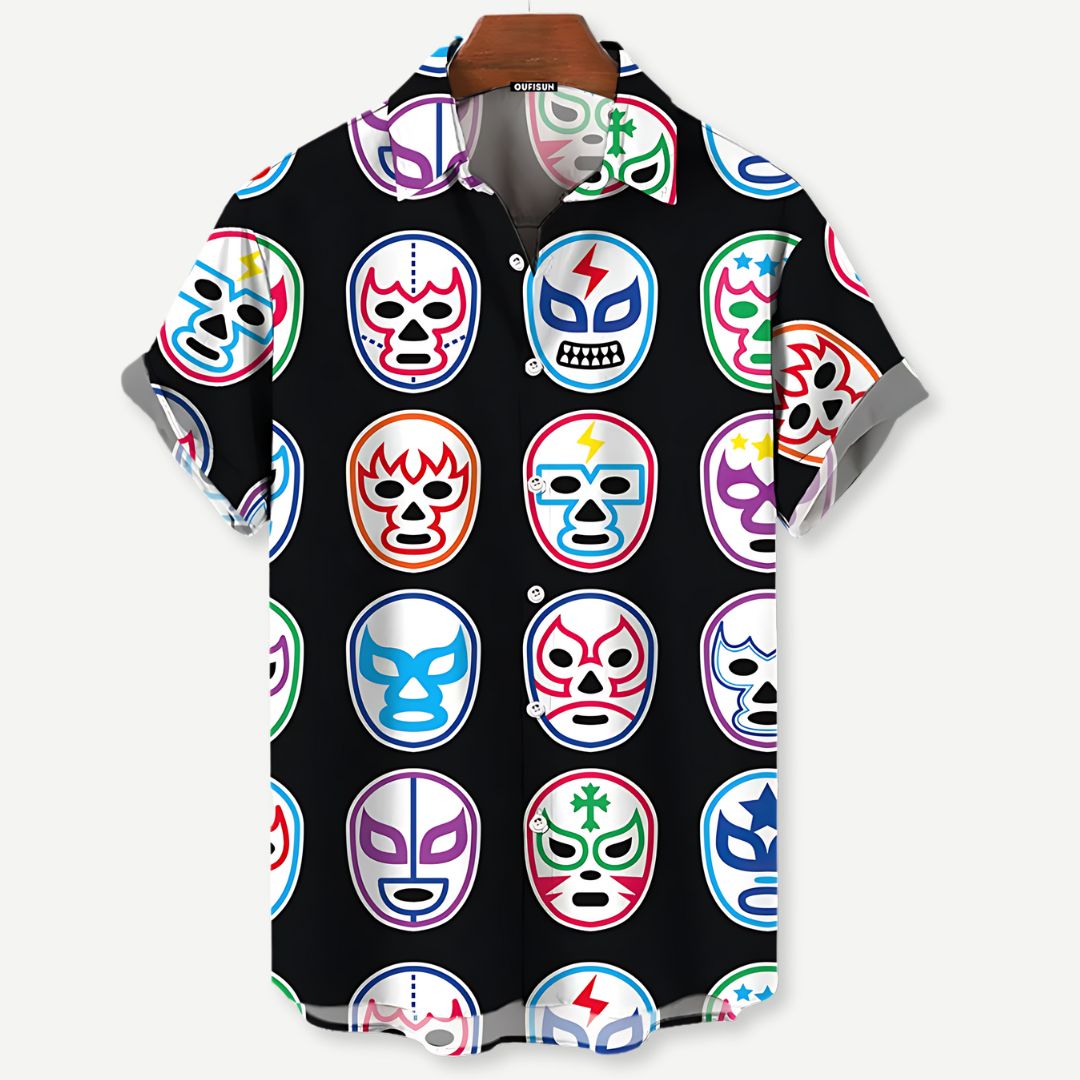 Miesten T-paidat Luchador Print Kevyt Hengittävä Kangas 1
