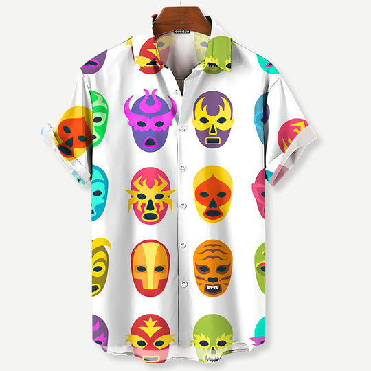 Miesten T-paidat Luchador Print Kevyt Hengittävä Kangas 2